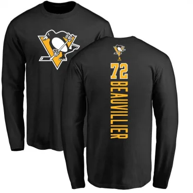 Black Men's Anthony Beauvillier Pittsburgh Penguins Backer Long Sleeve T-Shirt -