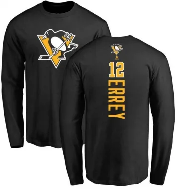 Black Men's Bob Errey Pittsburgh Penguins Backer Long Sleeve T-Shirt -