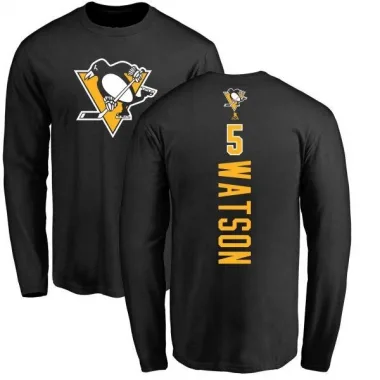 Black Men's Bryan Watson Pittsburgh Penguins Backer Long Sleeve T-Shirt -