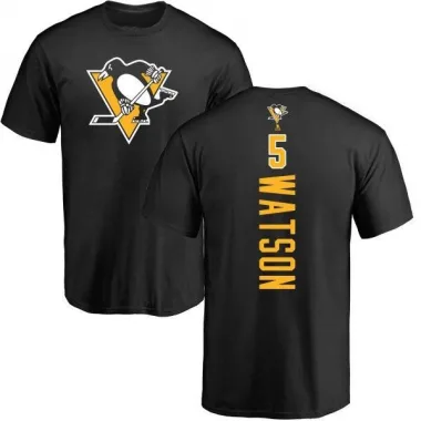 Black Men's Bryan Watson Pittsburgh Penguins Backer T-Shirt -