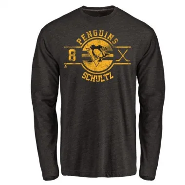 Black Men's Dave Schultz Pittsburgh Penguins Insignia Long Sleeve T-Shirt -