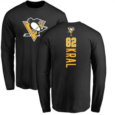 Black Men's Filip Kral Pittsburgh Penguins Backer Long Sleeve T-Shirt -