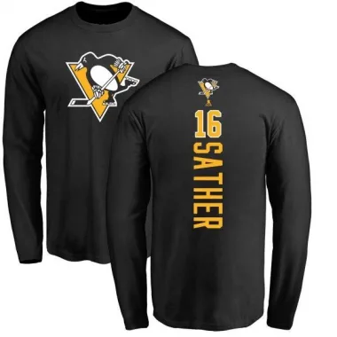 Black Men's Glen Sather Pittsburgh Penguins Backer Long Sleeve T-Shirt -