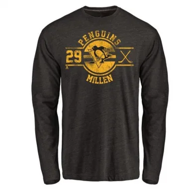 Black Men's Greg Millen Pittsburgh Penguins Insignia Long Sleeve T-Shirt -