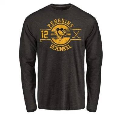 Black Men's Ken Schinkel Pittsburgh Penguins Insignia Long Sleeve T-Shirt -