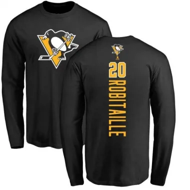 Black Men's Luc Robitaille Pittsburgh Penguins Backer Long Sleeve T-Shirt -