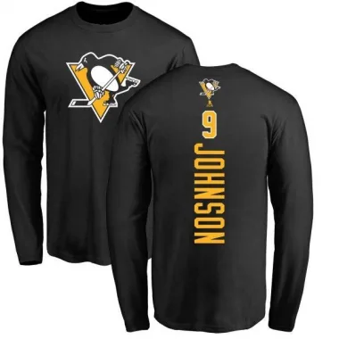 Black Men's Mark Johnson Pittsburgh Penguins Backer Long Sleeve T-Shirt -