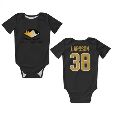 Black Pittsburgh Penguins Filip Larsson   Newborn & Infant Bodysuit