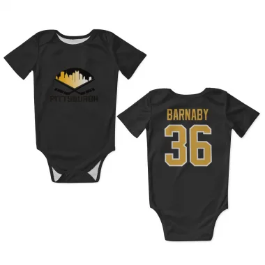 Black Pittsburgh Penguins Matthew Barnaby   Newborn & Infant Bodysuit