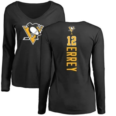 Black Women's Bob Errey Pittsburgh Penguins Backer Long Sleeve T-Shirt -