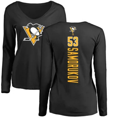 Black Women's Dmitri Samorukov Pittsburgh Penguins Backer Long Sleeve T-Shirt -