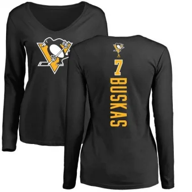 Black Women's Rod Buskas Pittsburgh Penguins Backer Long Sleeve T-Shirt -