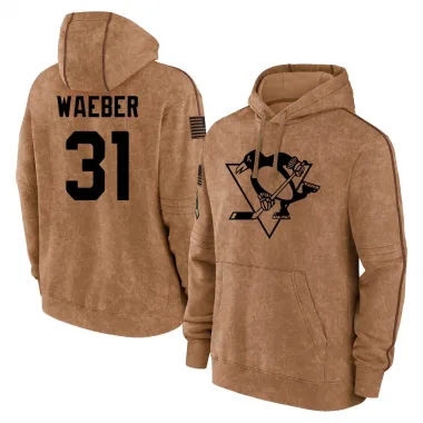 Brown Men's Ludovic Waeber Pittsburgh Penguins 2023 Salute to Service Club Pullover Hoodie