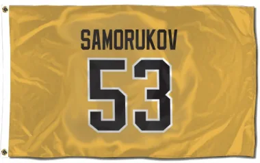 Gold Pittsburgh Penguins Dmitri Samorukov   Flag (3 X 5)