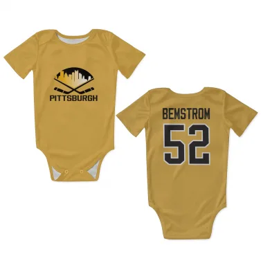 Gold Pittsburgh Penguins Emil Bemstrom   Newborn & Infant Bodysuit