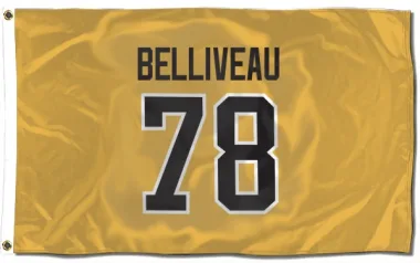 Gold Pittsburgh Penguins Isaac Belliveau   Flag (3 X 5)