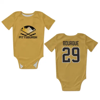 Gold Pittsburgh Penguins Phil Bourque   Newborn & Infant Bodysuit