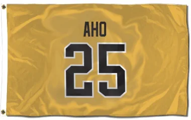 Gold Pittsburgh Penguins Sebastian Aho   Flag (3 X 5)