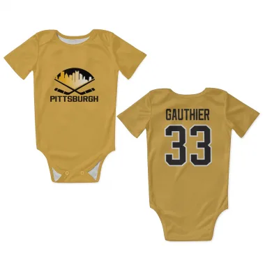 Gold Pittsburgh Penguins Taylor Gauthier   Newborn & Infant Bodysuit