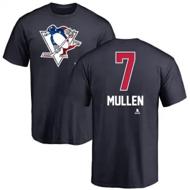 Navy Men's Joe Mullen Pittsburgh Penguins Name and Number Banner Wave T-Shirt -