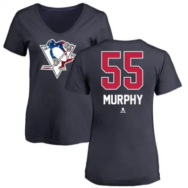 Navy Women's Larry Murphy Pittsburgh Penguins Name and Number Banner Wave V-Neck T-Shirt -