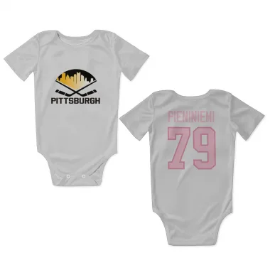 White Pink Pittsburgh Penguins Emil Pieniniemi   Newborn & Infant Bodysuit