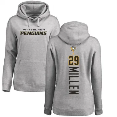 Women's Greg Millen Pittsburgh Penguins Branded Ash Backer Pullover Hoodie