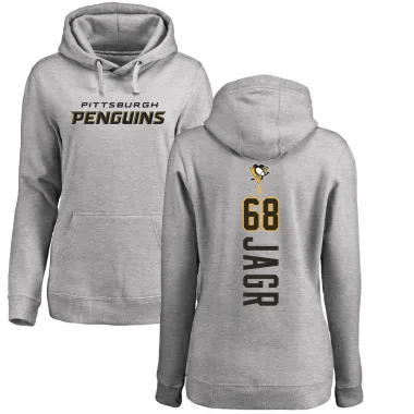 Women's Jaromir Jagr Pittsburgh Penguins Branded Ash Backer Pullover Hoodie